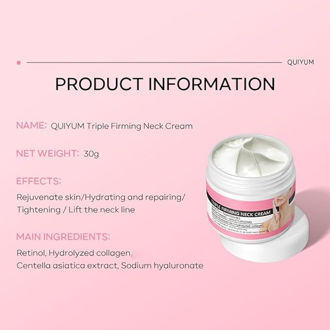 Neck Cream Travel Size Mini Wrinkle Remover Firming Smooth Skin Anti-Wrinkle Anti-Aging Moisturizing Nourishing Fast-Absorbing Non-Greasy Spring Summer Autumn Winter Neck Care, 1.06 oz