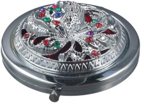 2Pcs Round Folding Pocket Mirrors for Women Girls, Vintage Hollow Floral Pattern Makeup Mirrors Portable Metal Double-Sided Foldable Cosmetic Mirror for Travel