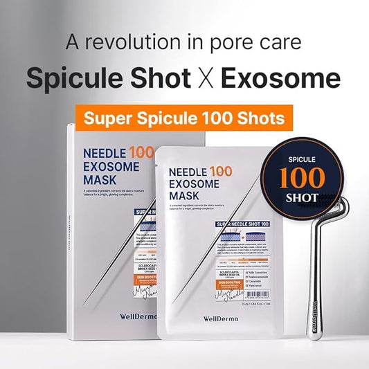 WELLDERMA Milk Exosome Mask 100, Hydrating & Balancing Sheet Mask, Face Care with Niacinamide, Panthenol & Ceramide Complex, 25ml x 5 Sheets