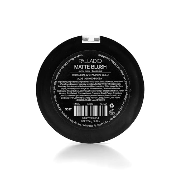 Palladio Matte Blush, Brushes onto Cheeks Smoothly, Soft Matte Look and Even Finish, Flawless Velvety Coverage, Effortless Blending Makeup, Flatters the Face, Convenient Compact, Chic