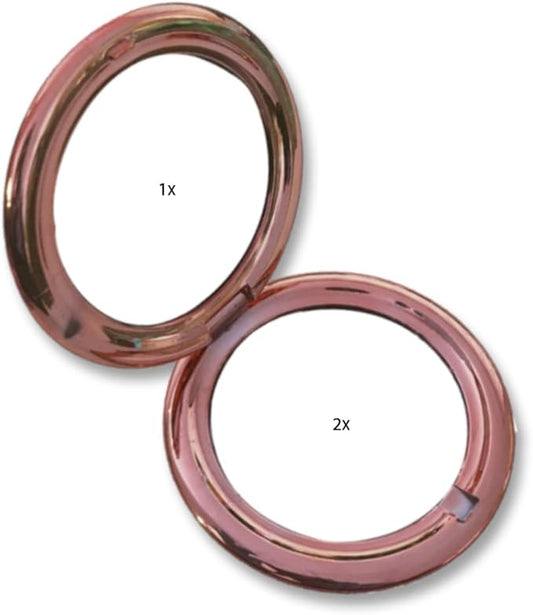 2 Pcs Folding Compact Travel Makeup Mirror 2X 1x Magnification Portable Mini Beauty Accessories (Glossy Rose Gold)