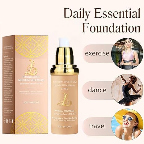 4-in-1 Bionic Foundation, Light Spectrum Mimicking Skin Changed Color, All-purpose sporty party waterproof makeup foundation liquid with SPF 50+