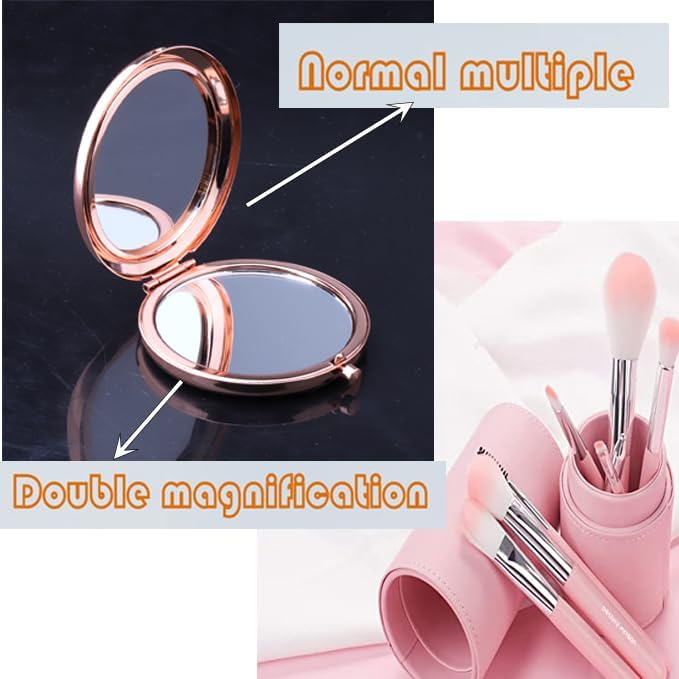 LQRI Cartoon Fans Pocket Mirror Cartoon Cartoon Movie Gift Makeup Mirror Inspiration Gift Friendship Gift (Rose Gold)