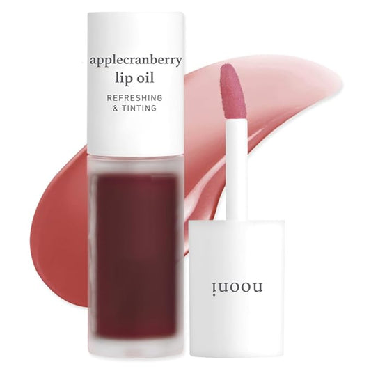 NOONI Korean Hydrating Lip Oil - Applecranberry | Long-Lasting, Moisturizing, Plumping, Revitalizing for Dry Lips, Waterproof, No Peel Off, Hydrating, Nourishing Crystal Clear, 0.12 FL Oz