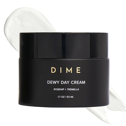 DIME Beauty Dewy Day Cream, Morning Face Moisturizer with Rosehip Oil and Snow Mushroom, 1.7 oz / 50 ml