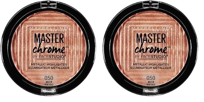 Maybelline New York Facestudio Master Chrome Metallic Highlighter Makeup, Molten Rose Gold, 0.24 Ounce (Pack of 2)