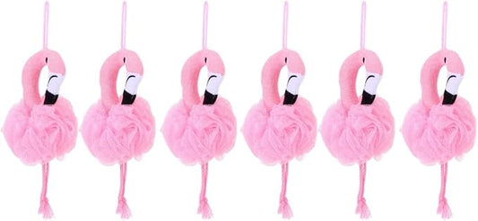 Beaupretty 6 Pcs Flamingo Bath Ball Flamingo Shower Loofah Body Scrubber Shower Scrub Sponges Body Wash Cleanse Household Pink Environmental Protection Pe Men and Women Shower Wipe