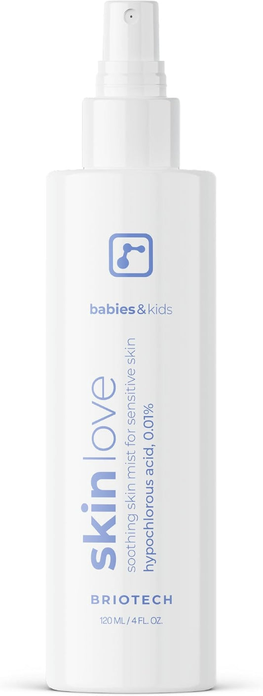 Briotech Baby Skin Love Spray | Gentle Hypochlorous Acid Mist for Soothing, Calming & Cleansing Delicate Skin | Pediatrician-Approved, Hypoallergenic & Added Fragrance-Free | 4 oz