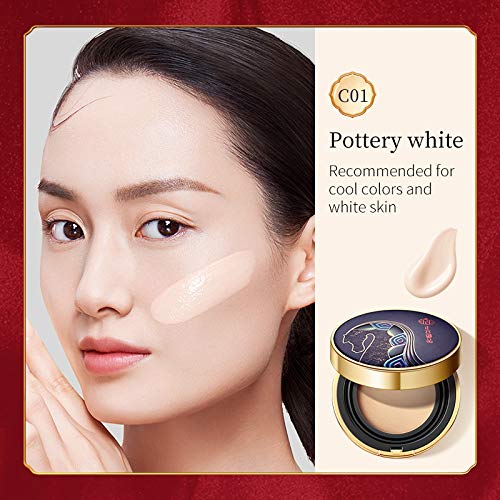 zeesea [Palace Identity Air Cushion BB Cream Moisturizing Foundation Waterproof Concealer Long Lasting Brighten Makeup Natural Cover (C01#Pottery White)