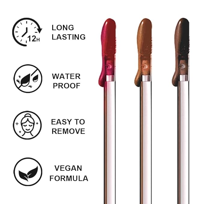 3 Colors Peel Off Lip Liner Stain with Tweezer, Long Lasting Waterproof Lip Tint Stains Makeup Set with Matte Finish for Women, Natural Look, Easy to Use, for All Skin Types (015)