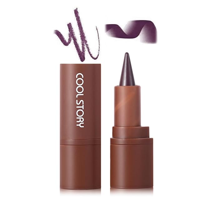 Matte Lip Liner and Lipstick Crayon Shape And Tapered Tip for Perfect Contour and Gradient Effect Waterproof Eyeliner Lip Pencil 3-in-1 Makeup Lip Combo, Purple 2#