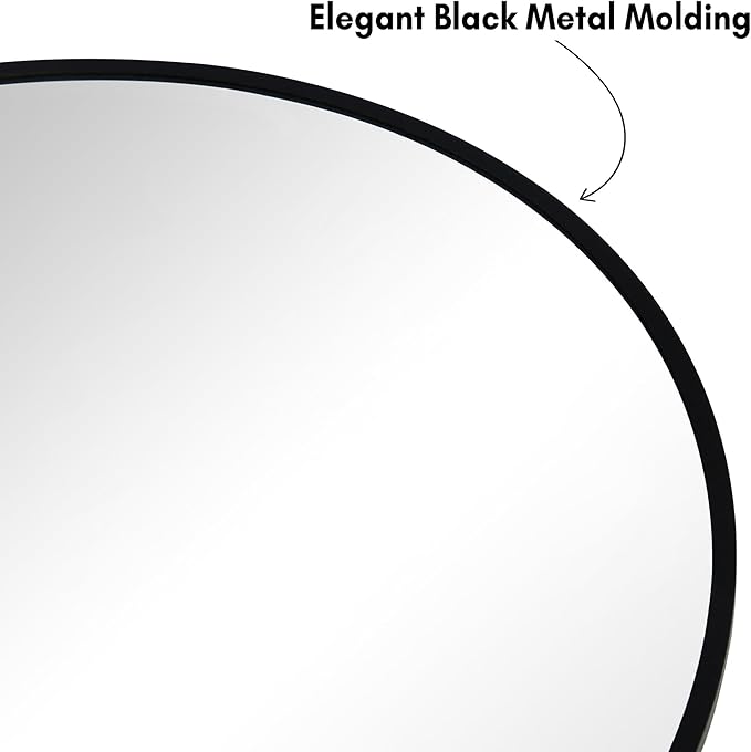 Americanflat 31" Round Mirror - Hanging Mirrors with Aluminum Frame - Modern Mirror for Bathroom, Bedroom, Living Room - Mirrors for Wall Display and Home Decor - Black