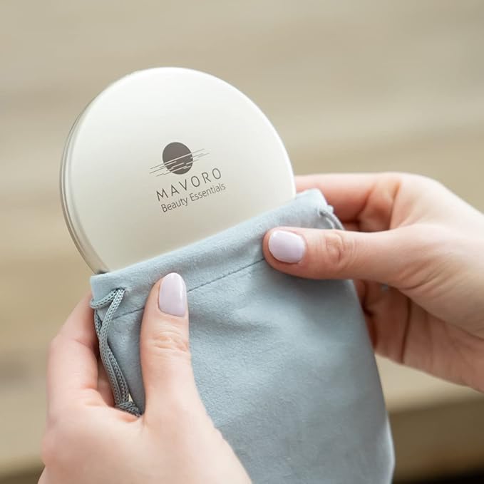 Magnifying Compact Mirror for Purses, 1x/10x Magnification – Double Sided Travel Makeup Mirror, 4 Inch Small Pocket or Purse Mirror. Distortion Free Folding Portable Compact Mirrors (Champagne Gold)