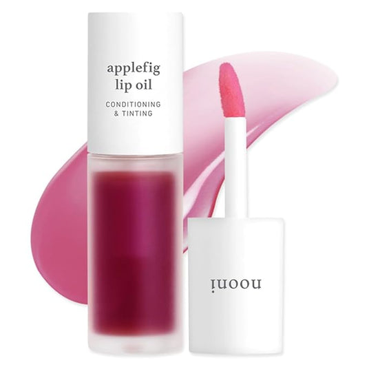 NOONI Korean Hydrating Lip Oil - Applefig | Long-Lasting, Moisturizing, Plumping, Revitalizing for Dry Lips, Waterproof, No Peel Off, Hydrating, Nourishing Crystal Clear, 0.12 FL Oz