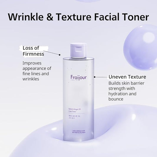 Retin-Collagen 3D Core Toner – Anti-Aging Korean Toner with Bakuchiol, 7 Types of Collagen & Hyaluronic Acid, Firms Skin & Reduces Pores, Gentle for Sensitive Skin, 8.45 fl.oz.