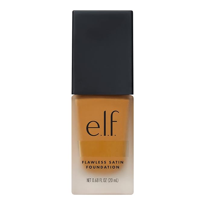 e.l.f. Flawless Satin Foundation, Lightweight & Medium Coverage, Semi-Matte Finish, Vegan & Cruelty-Free, Suede, 0.68 Fl Oz (20mL)