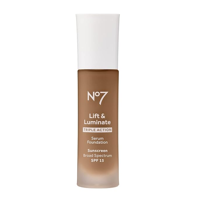 No7 Lift & Luminate Triple Action Serum Foundation - Toffee - Medium-Buildable Coverage Foundation with Light Reflecting Particle & SPF 15 for Firmer, More Even Looking Skin (30ml)