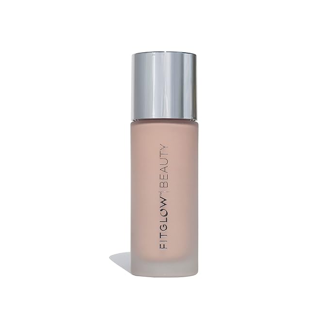 Fitglow Beauty - Natural Foundation+ Photo-Filtering Foundation | Vegan, Woman-Owned Clean Beauty (F2 - Light Cool, Peach Undertones)