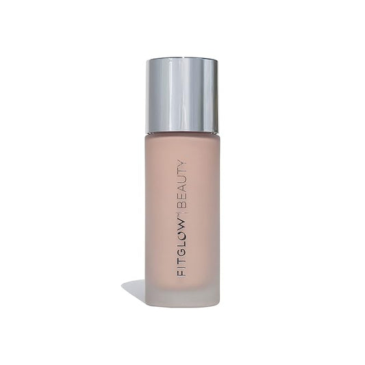 Fitglow Beauty - Natural Foundation+ Photo-Filtering Foundation | Vegan, Woman-Owned Clean Beauty (F2 - Light Cool, Peach Undertones)
