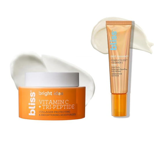Bliss Get It Bright Duo - Bright Idea Vitamin C Moisturizer and Rest Assured Eye Cream - Brighten & Hydrate - Vegan, Clean, Cruelty-Free Skincare