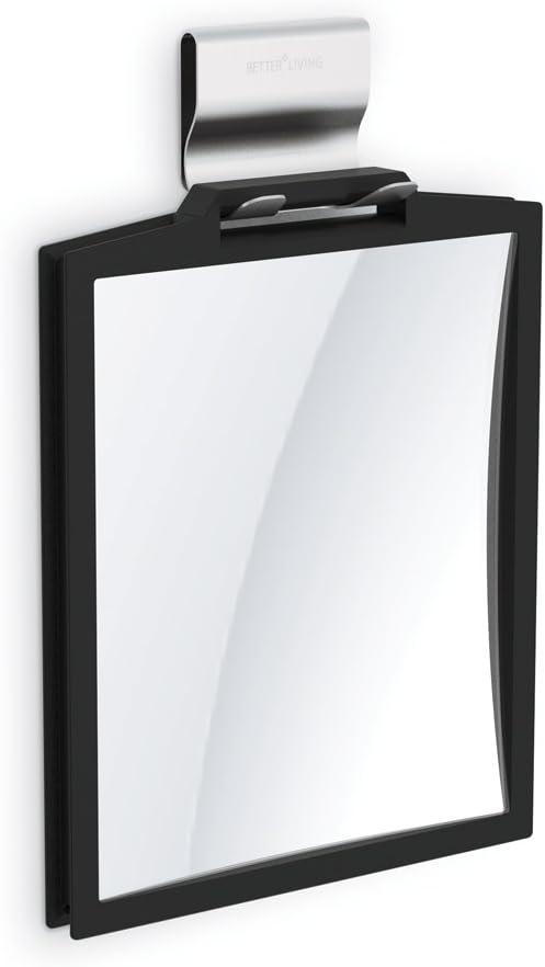 Better Living Products 13546 DOPPIO Double-Sided Shower Mirror, 3X Magnification, Black