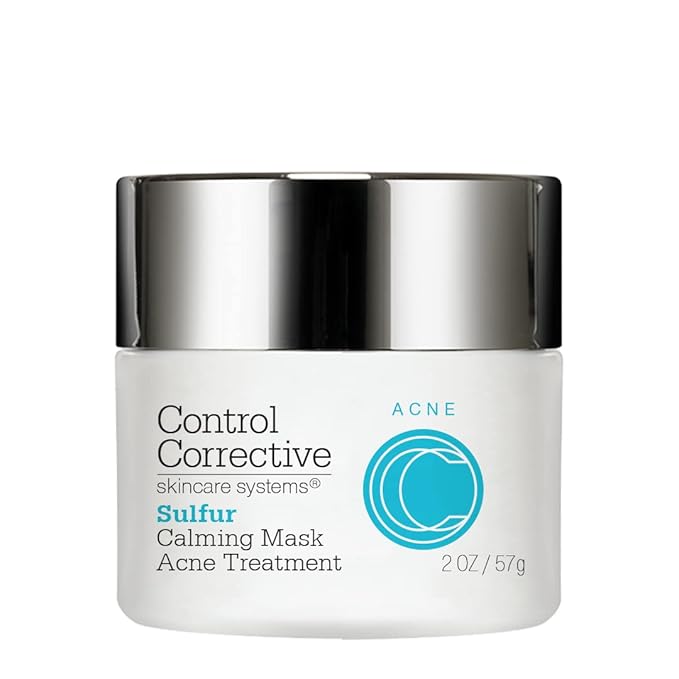 CONTROL CORRECTIVE Sulfur Calming Mask, 2 Oz - Soothes And Calms Inflamed Acne & Reduces Oily Skin, Absorbs Oil, Reduce Enlarged Pores, Cooling Relief