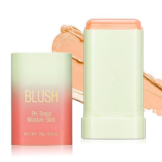 PH Tinted Moisture Stick, Multi-Use Cream Color Changing Blush, 3-in-1 Blush Stick for Cheek/Eyes/Lips, Waterproof Hydrating Tinted Solid Makeup Products (3#coral orange)