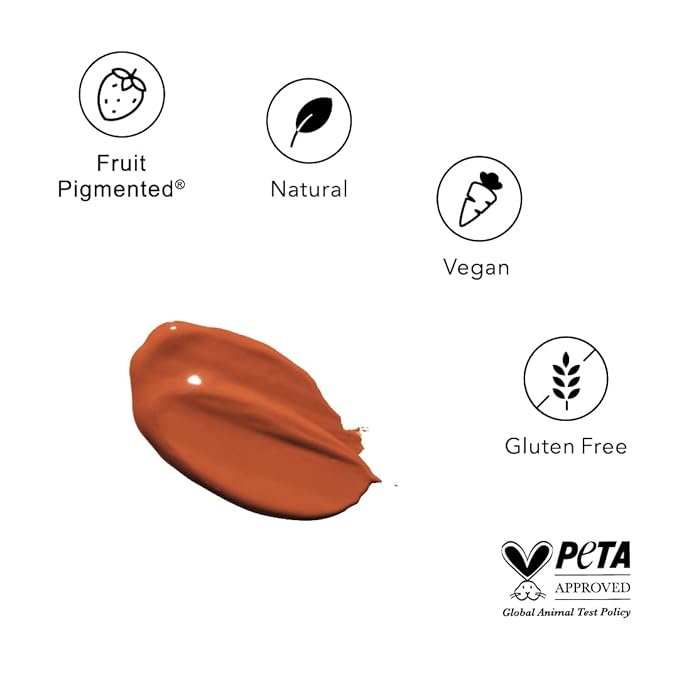 100% PURE Water Foundation Full Coverage Hydrating Makeup, Light Dewy Finish, Moisturizing Concealer for Normal to Dry Skin - Fruit Pigment Color Warm 7.0 w/Yellow Undertones for Dark Skin - 1 Fl Oz