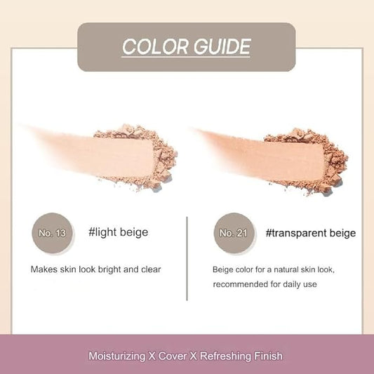 Enough Rich Gold Two Way Cake SPF50, Korean Makeup Setting Powder Foundation, Tattoo Cover Up, Sunscreen for Face, Loose Powder Makeup - Refill Including (#21 Transparent Beige, 0.39 oz)