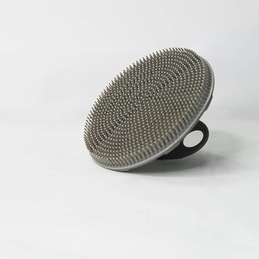 Food-Grade Soft Silicone Body Scrubber Shower Brush Handheld Cleansing Skin Brush, Gentle Exfoliating and Lather Well (Black+Gray)