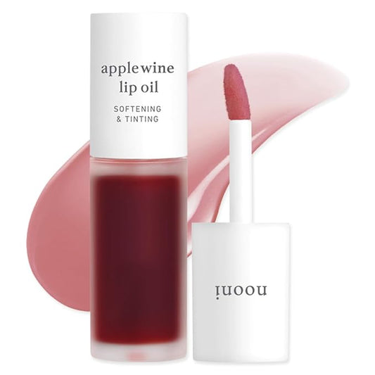 NOONI Korean Hydrating Lip Oil - Applewine | Long-Lasting, Moisturizing, Plumping, Revitalizing for Dry Lips, Waterproof, No Peel Off, Hydrating, Nourishing Crystal Clear, 0.12 FL Oz