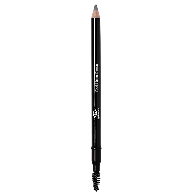 Eye Embrace Cool Helen Classic: Light Gray Wooden Eyebrow Pencil – Waterproof, Double-Ended Pencil with Sharpener & Spoolie Brush, Cruelty-Free