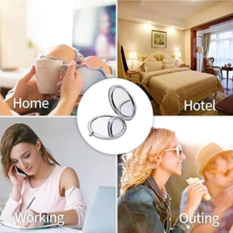 Blue Magnifying Compact Mirror for Purse - 1x/2x Magnification Travel Makeup Mirror,Small Flower Pocket Mirrors,Handheld 2-Sided Portable Cosmetic Mirrors,Compact Mirror for Gift