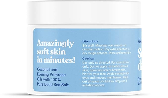 ASUTRA Dead Sea Salt Essential Oil Body Scrub Exfoliator (Revitalizing Coconut), 16 oz - Ultra Hydrating, Gentle, & Moisturizing - Coconut and Evening Primrose Oils