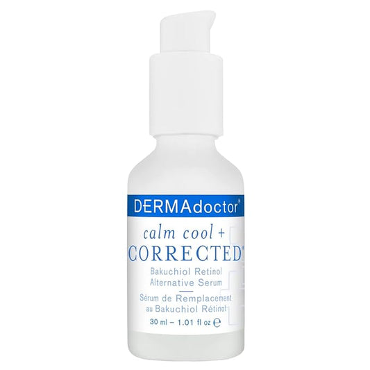 DERMAdoctor Calm Cool + Corrected Dermatologist Formulated Bakuchiol Retinol Alternative Serum for Sensitive Skin; Anti Aging Serum for Fine Lines, Wrinkles, Brightening and Pore Minimizing - 1.01 oz