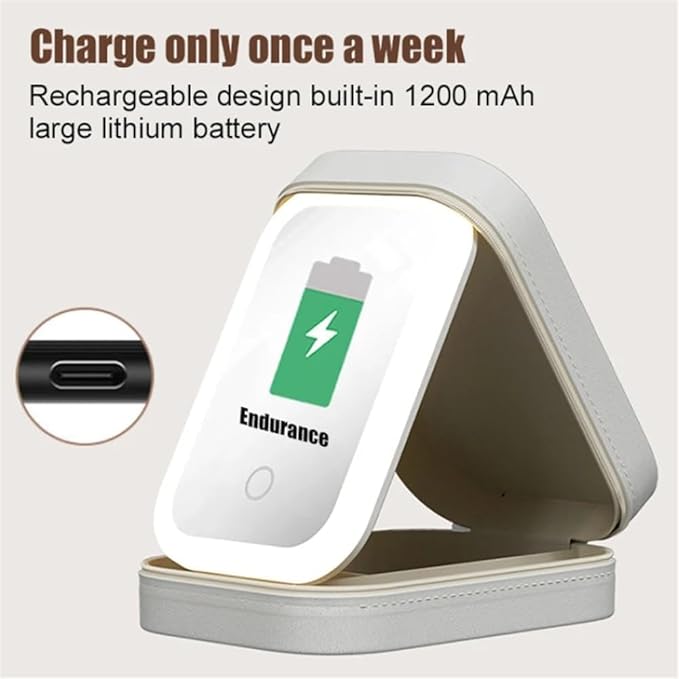 Makeup Case with LED Mirror, Three Color Brightness Adjustable Makeup Mirror, Rechargeable Makeup Mirror, Portable Cosmetic Case, LED Light Jewelry Box (Pink)