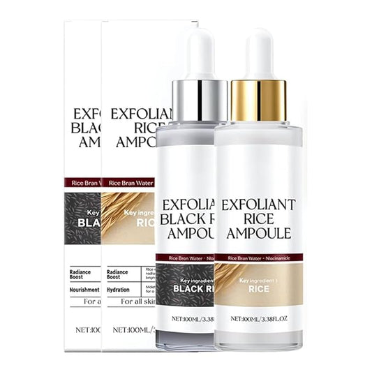 Black and White Rice Exfoliant, 2025 New Peel Shot Glow Rice Ampoule Duo, Soft Exfoliating Face and Body Scrub, Pore Minimizer Peel Shot for All Skin Types (Black+White, 3.38 Fl Oz)