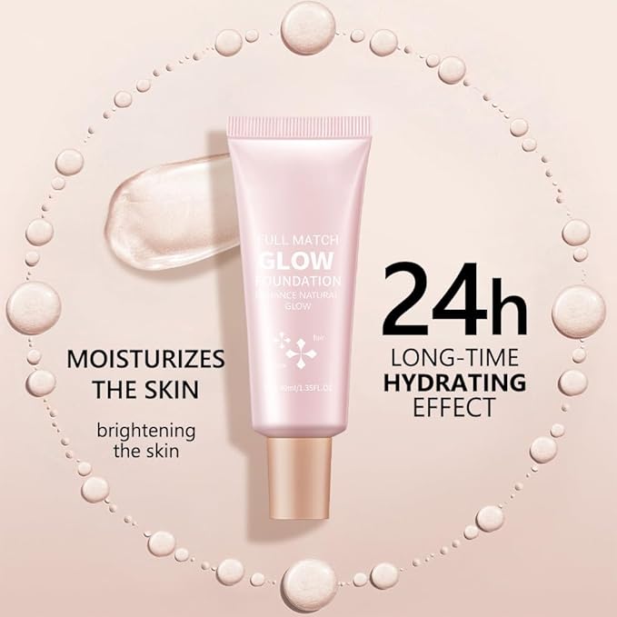 Full Match Glow Foundation, Enhance Foundation Natural Glow, Professional Coverage for a Flawless Look (Medium, Large)