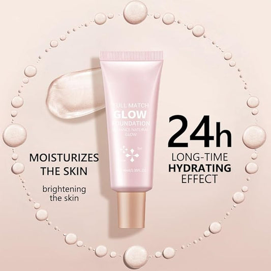 Full Match Glow Foundation, Enhance Foundation Natural Glow, Professional Coverage for a Flawless Look (Deep, Large)