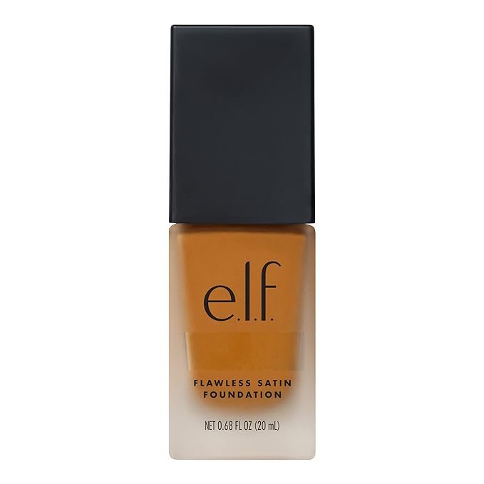 e.l.f. Flawless Satin Foundation, Lightweight & Medium Coverage, Semi-Matte Finish, Vegan & Cruelty-Free, Chai, 0.68 Fl Oz (20mL)