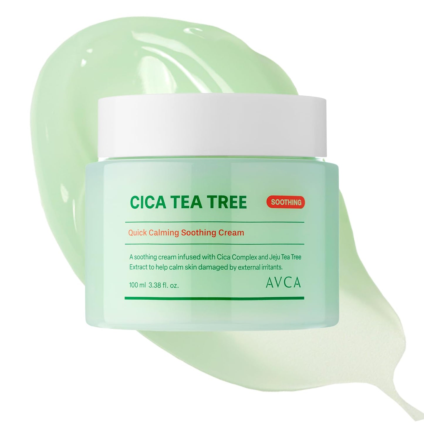 AVCA Quick Calming Cica Tea Tree Cream 100ml(3.38 fl. oz) – Soothing Moisturizer for Sensitive, Redness-Prone Skin, Lightweight Hydrating Gel, K-Beauty