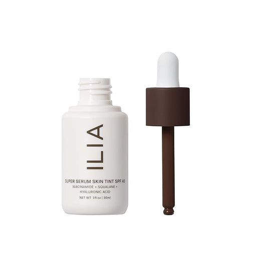 ILIA - Super Serum Skin Tint SPF 40 | Non-Comedogenic, Vegan, Lightweight to Help Against Blue Light, + Pollution while Hydrating, Smoothing, + Refining (Roque ST18, 1 fl oz | 30 ml)