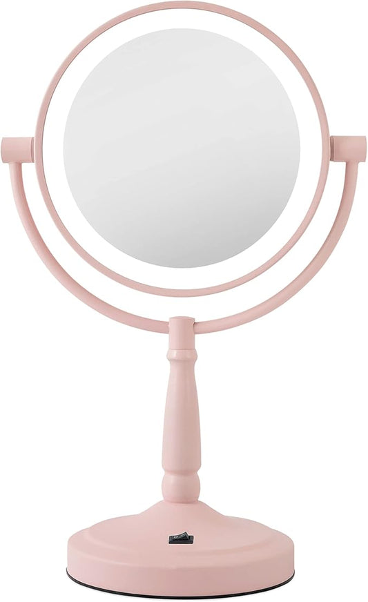 Zadro 9" Round LED Makeup Mirror with Lights and Magnification 5&10X/1X AA Battery Operated Swivel Lighted Makeup Mirror