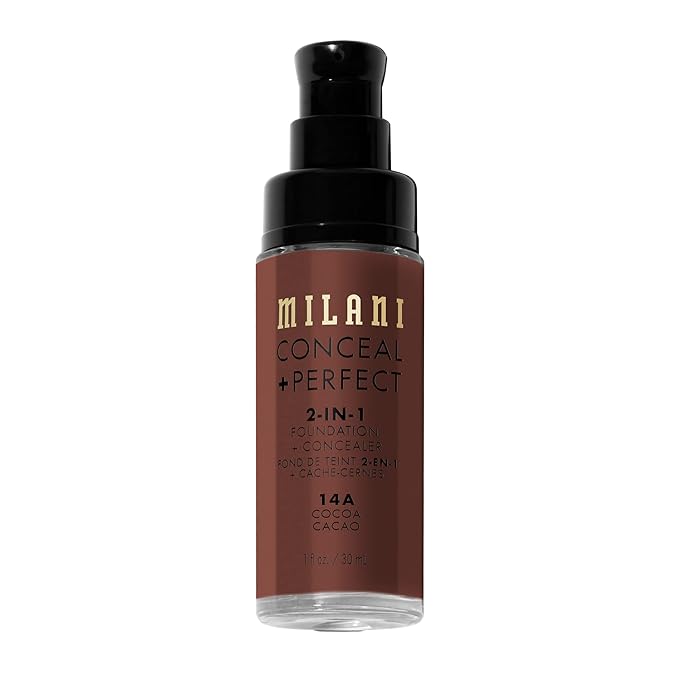 Milani Conceal + Perfect 2-in-1 Foundation + Concealer - Cocoa (1 Fl. Oz.) Cruelty-Free Liquid Foundation - Cover Under-Eye Circles, Blemishes & Skin Discoloration for a Flawless Complexion