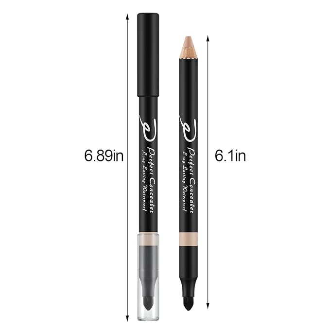 4pcs Concealer Pencil with Sponge,Full Coverage,Waterproof Under Eye Concealer Stick for Dark Circles,Blemishes,Aging Spots,Acne,Freckles