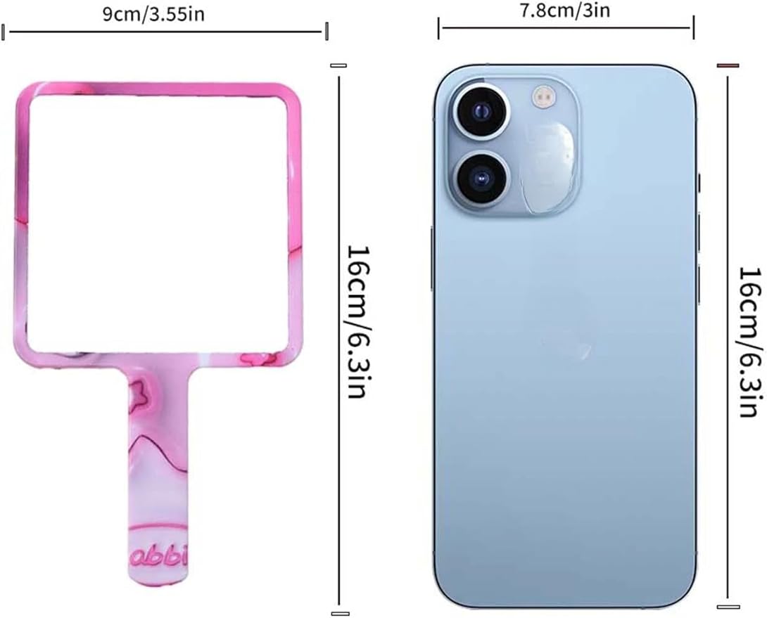 2pcs Cute Pink Rabbit Handheld Makeup Mirror Kawaii Bunny Square Glass Portable Cosmetic Mirror for Skincare Travel (2pCS)