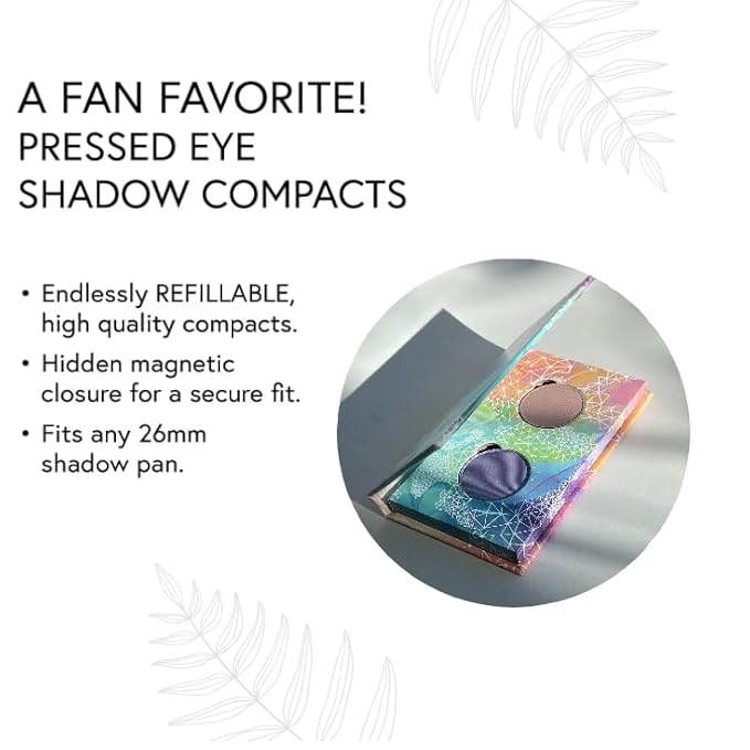 Honeybee Gardens Refillable Eye Shadow Compact, Duo, Customizable Empty Cosmetic Case, 26mm Pan Compatible