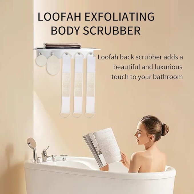 Loofah Sponge Exfoliating Body Scrubber(4 Pack), Zenidoo Natural Loofah Face Pad Bath Shower Body Scrubber for Women and Men, Made with Eco-Friendly and Biodegradable Luffa Pads,Large Size