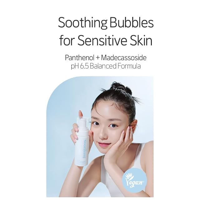 ETUDE SoonJung pH 6.5 Whip Cleanser | Mild Micro Foaming Face Wash for Sensitive Skin, Panthenol, Madecassoside for Soothing, Barrier Repair, Low pH, Vegan Certified, Non-comedogenic, 5.07 Fl Oz