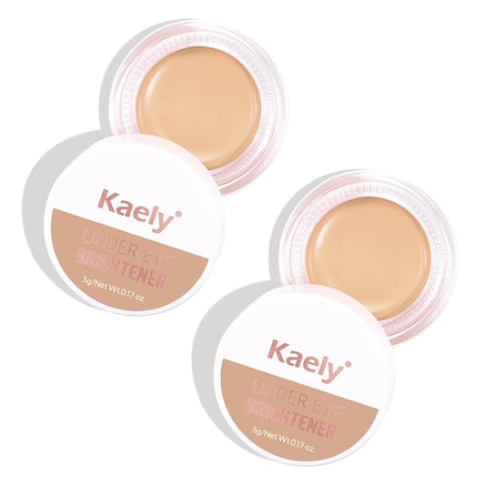 Kaely 2Pcs under Eye Brightener, Conceal Brighten Dark Circles, Color Correcting Pot Concealer for Dark Circles, corrector de ojeras, Waterproof, Vegan Makeup & Cruelty-Free, 10 Natural Shimmer